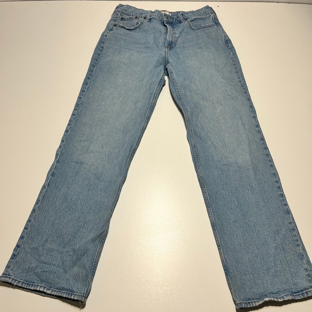 Abercrombie & Fitch The Baggy Low Rise Jeans Light Wash Blue Denim 28 Long